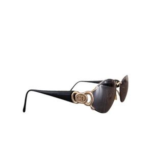 Christian Dior CD 2844 Vintage Rare Logo Brown &‎ Gold Oval Trendy Sunglasses
